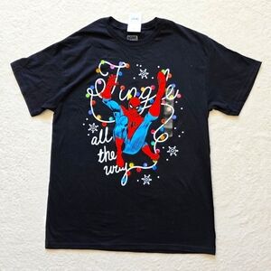 New Men's Spider-Man Jingle Al the Way Christmas Graphic T-Shirt, size M